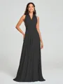 A-Line/Princess Halter Floor-Length Sleeveless Jersey Bridesmaid Dress