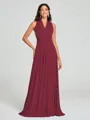 A-Line/Princess Halter Floor-Length Sleeveless Jersey Bridesmaid Dress