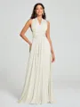 A-Line/Princess Halter Floor-Length Sleeveless Jersey Bridesmaid Dress