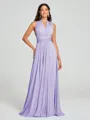 A-Line/Princess Halter Floor-Length Sleeveless Jersey Bridesmaid Dress