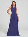 A-Line/Princess Halter Floor-Length Sleeveless Jersey Bridesmaid Dress