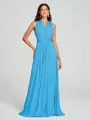 A-Line/Princess Halter Floor-Length Sleeveless Jersey Bridesmaid Dress