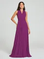 A-Line/Princess Halter Floor-Length Sleeveless Jersey Bridesmaid Dress