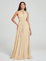 A-Line/Princess Halter Floor-Length Sleeveless Jersey Bridesmaid Dress