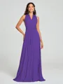 A-Line/Princess Halter Floor-Length Sleeveless Jersey Bridesmaid Dress