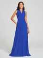A-Line/Princess Halter Floor-Length Sleeveless Jersey Bridesmaid Dress