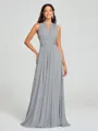 A-Line/Princess Halter Floor-Length Sleeveless Jersey Bridesmaid Dress