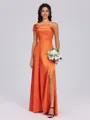 A-line One-Shoulder Pleated Floor-Length Silk Like Satin Bridesmaid Dress