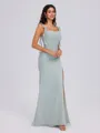 Sheath Straps Pleated Floor-Length Chiffon Bridesmaid Dress