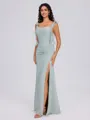 Sheath Straps Pleated Floor-Length Chiffon Bridesmaid Dress