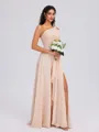 A-line One-Shoulder Pleated Floor-Length Chiffon Bridesmaid Dress
