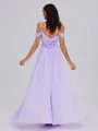 A-line Cold Shoulder Pleated Floor-Length Chiffon Bridesmaid Dress