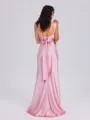 Sheath Cowl Bow Sweep Train Silk Like Satin Bridesmaid Dress