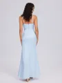 Sheath Halter Pleated Floor-Length Silk Like Satin Bridesmaid Dress
