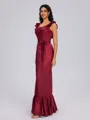 A-line Square Sash/Ribbon/Belt Floor-Length Silk Like Satin Bridesmaid Dress