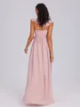 A-line V-neck Sash/Ribbon/Belt Floor-Length Chiffon Bridesmaid Dress