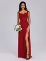 Sheath Cowl Pleated Floor-Length Chiffon Bridesmaid Dress
