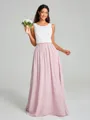 A-Line/Princess Scoop Floor-Length Sleeveless Chiffon Bridesmaid Dress Two Piece