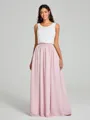 A-Line/Princess Scoop Floor-Length Sleeveless Chiffon Bridesmaid Dress Two Piece