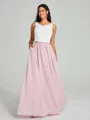 A-Line/Princess Scoop Floor-Length Sleeveless Chiffon Bridesmaid Dress Two Piece