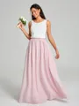 A-Line/Princess Scoop Floor-Length Sleeveless Chiffon Bridesmaid Dress Two Piece