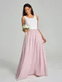 A-Line/Princess Scoop Floor-Length Sleeveless Chiffon Bridesmaid Dress Two Piece