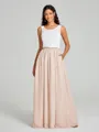 A-Line/Princess Scoop Floor-Length Sleeveless Chiffon Bridesmaid Dress Two Piece