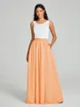 A-Line/Princess Scoop Floor-Length Sleeveless Chiffon Bridesmaid Dress Two Piece