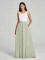 A-Line/Princess Scoop Floor-Length Sleeveless Chiffon Bridesmaid Dress Two Piece