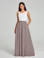 A-Line/Princess Scoop Floor-Length Sleeveless Chiffon Bridesmaid Dress Two Piece