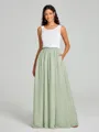 A-Line/Princess Scoop Floor-Length Sleeveless Chiffon Bridesmaid Dress Two Piece