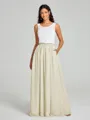 A-Line/Princess Scoop Floor-Length Sleeveless Chiffon Bridesmaid Dress Two Piece