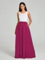 A-Line/Princess Scoop Floor-Length Sleeveless Chiffon Bridesmaid Dress Two Piece