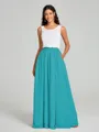 A-Line/Princess Scoop Floor-Length Sleeveless Chiffon Bridesmaid Dress Two Piece