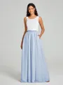 A-Line/Princess Scoop Floor-Length Sleeveless Chiffon Bridesmaid Dress Two Piece