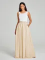 A-Line/Princess Scoop Floor-Length Sleeveless Chiffon Bridesmaid Dress Two Piece