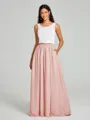 A-Line/Princess Scoop Floor-Length Sleeveless Chiffon Bridesmaid Dress Two Piece