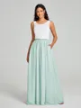 A-Line/Princess Scoop Floor-Length Sleeveless Chiffon Bridesmaid Dress Two Piece