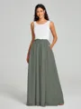 A-Line/Princess Scoop Floor-Length Sleeveless Chiffon Bridesmaid Dress Two Piece