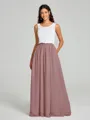 A-Line/Princess Scoop Floor-Length Sleeveless Chiffon Bridesmaid Dress Two Piece