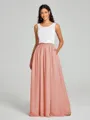 A-Line/Princess Scoop Floor-Length Sleeveless Chiffon Bridesmaid Dress Two Piece
