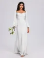 Sheath Cowl Long Sleeves Pleated Floor-Length Satin Chiffon Bridesmaid Dress