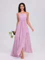 A-line Cowl Pleated Floor-Length Chiffon Bridesmaid Dress