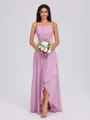 A-line Cowl Pleated Floor-Length Chiffon Bridesmaid Dress