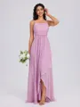A-line Cowl Pleated Floor-Length Chiffon Bridesmaid Dress