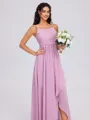 A-line Cowl Pleated Floor-Length Chiffon Bridesmaid Dress