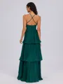 A-line V-neck Cascading Ruffles Floor-Length Chiffon Bridesmaid Dress