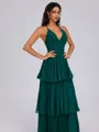 A-line V-neck Cascading Ruffles Floor-Length Chiffon Bridesmaid Dress