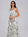 A-line Straps Cascading Ruffles Floor-Length Chiffon Bridesmaid Dress