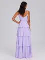A-line Spaghetti Straps Cascading Ruffles Floor-Length Chiffon Bridesmaid Dress